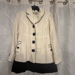 Elegant Women's Ivory and Black Coat
